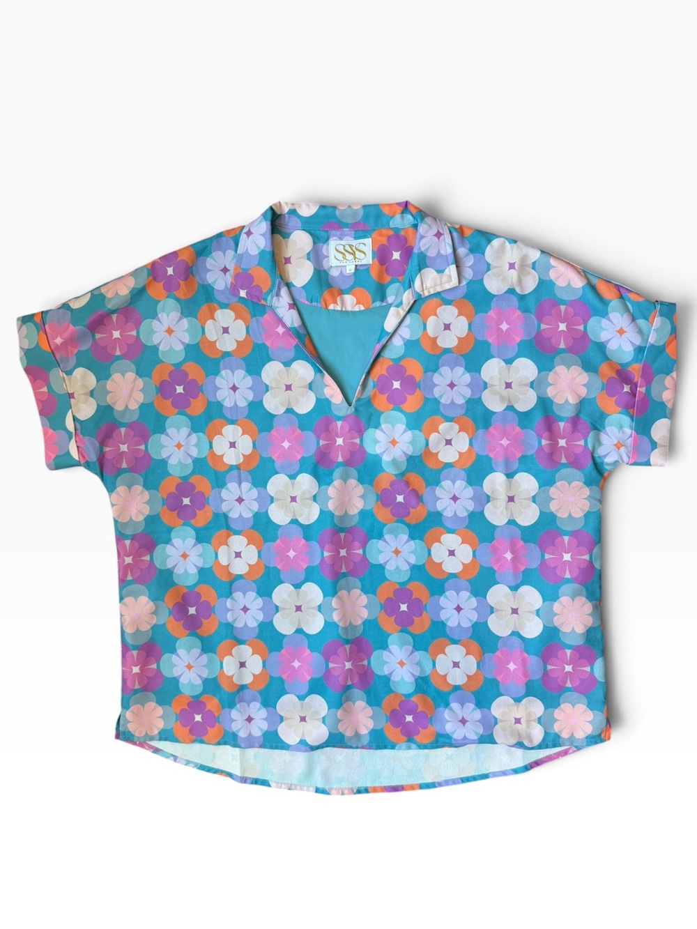 Retro Floral Short Sleeve Women’s Blouse